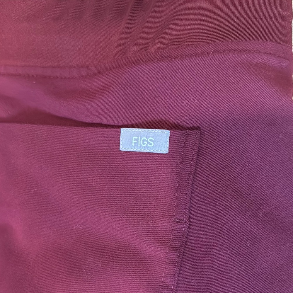 Figs Women’s Burgundy Jogger Scrub Pants - Picture 3 of 5